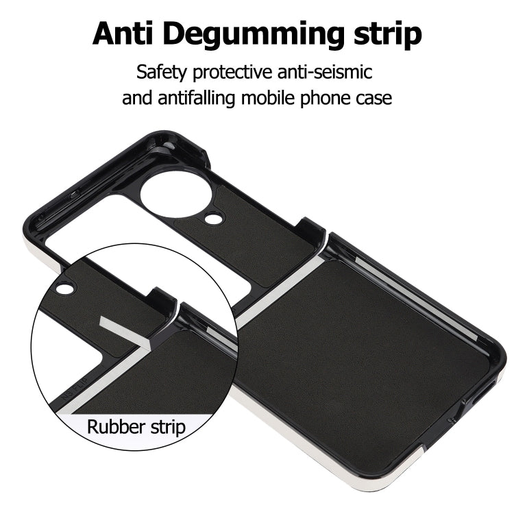 For OPPO Find N3 Flip V-shaped PU Hybrid TPU Ring Holder Phone Case(White)