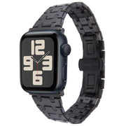 For Apple Watch SE 2023 44mm Double T Stainless Steel Watch Band(Black)