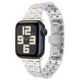 For Apple Watch SE 2023 44mm Double T Stainless Steel Watch Band(Silver Gold) - Watch Bands by PMC TechLife | Online Shopping South Africa | PMC TechLife
