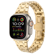 For Apple Watch Ultra 2 49mm Double T Stainless Steel Watch Band(Gold)