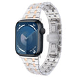 For Apple Watch Series 9 45mm Double T Stainless Steel Watch Band(Silver Rose Gold) - Watch Bands by PMC TechLife | Online Shopping South Africa | PMC TechLife