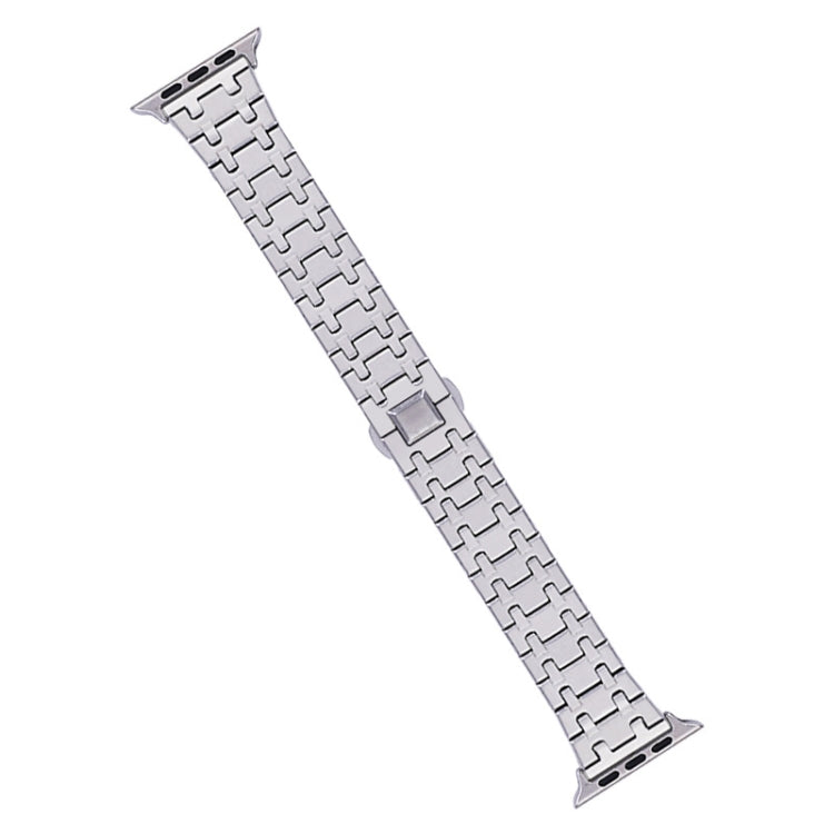 For Apple Watch Series 9 41mm Double T Stainless Steel Watch Band(Silver)