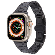 For Apple Watch Ultra 49mm Double T Stainless Steel Watch Band(Black)
