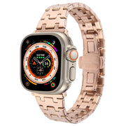 For Apple Watch Ultra 49mm Double T Stainless Steel Watch Band(Rose Gold)