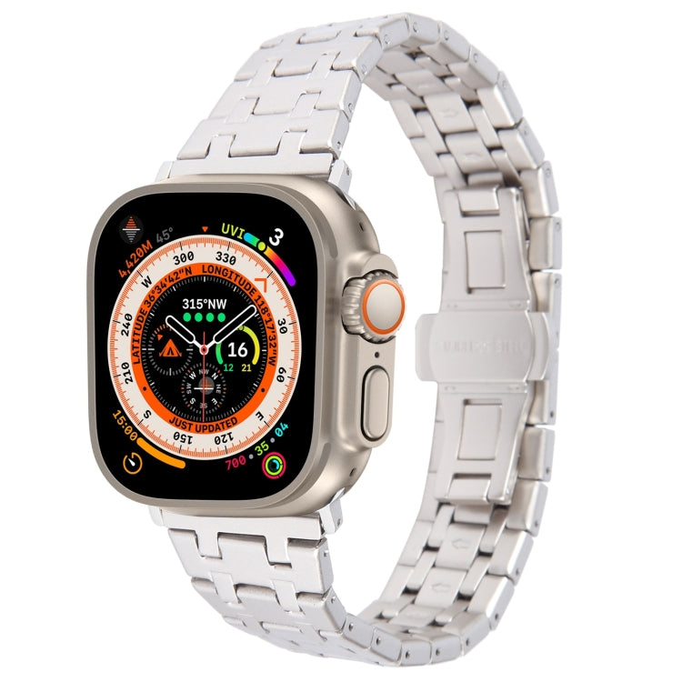 For Apple Watch Ultra 49mm Double T Stainless Steel Watch Band(Starlight)