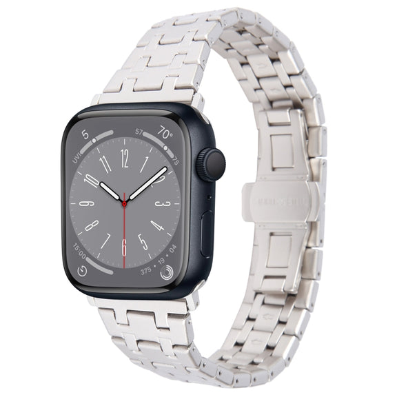 For Apple Watch Series 8 41mm Double T Stainless Steel Watch Band(Starlight)