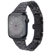 For Apple Watch Series 8 45mm Double T Stainless Steel Watch Band(Black)