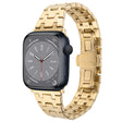 For Apple Watch Series 8 45mm Double T Stainless Steel Watch Band(Gold) - Watch Bands by PMC TechLife | Online Shopping South Africa | PMC TechLife