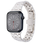 For Apple Watch Series 8 45mm Double T Stainless Steel Watch Band(Starlight)