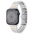 For Apple Watch Series 8 45mm Double T Stainless Steel Watch Band(Silver Gold) - Watch Bands by PMC TechLife | Online Shopping South Africa | PMC TechLife