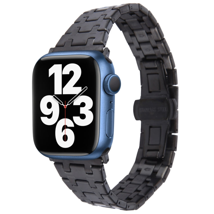 For Apple Watch Series 7 41mm Double T Stainless Steel Watch Band(Black)