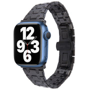 For Apple Watch Series 7 41mm Double T Stainless Steel Watch Band(Black)