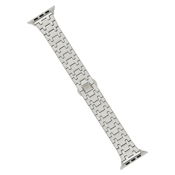 For Apple Watch Series 7 41mm Double T Stainless Steel Watch Band(Starlight)
