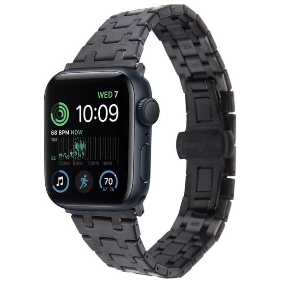 For Apple Watch SE 40mm Double T Stainless Steel Watch Band(Black)