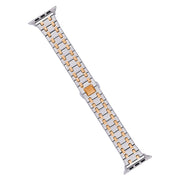 For Apple Watch SE 40mm Double T Stainless Steel Watch Band(Silver Rose Gold)