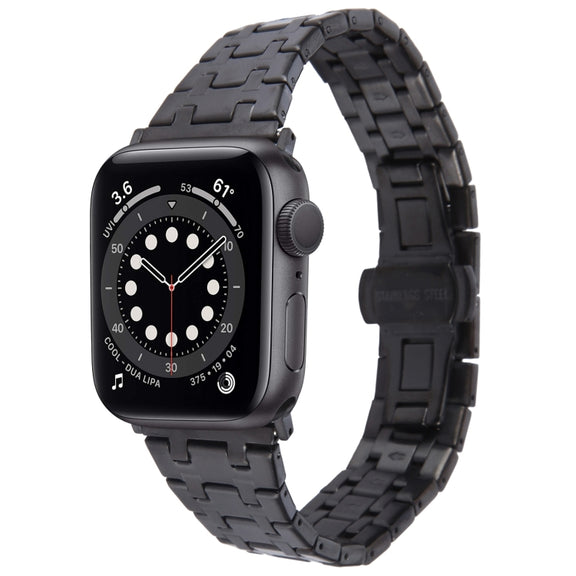 For Apple Watch Series 6 40mm Double T Stainless Steel Watch Band(Black)