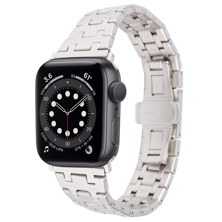 For Apple Watch Series 6 40mm Double T Stainless Steel Watch Band(Starlight)