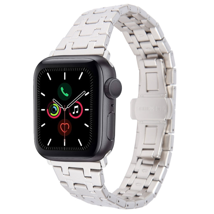 For Apple Watch Series 5 44mm Double T Stainless Steel Watch Band(Starlight)