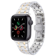 For Apple Watch Series 5 40mm Double T Stainless Steel Watch Band(Silver Gold)