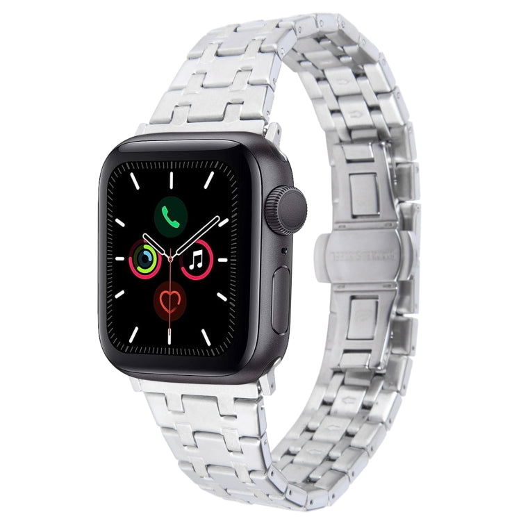 For Apple Watch Series 5 40mm Double T Stainless Steel Watch Band(Silver)