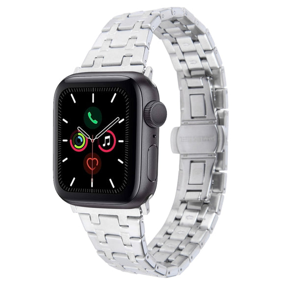 For Apple Watch Series 5 40mm Double T Stainless Steel Watch Band(Silver)