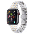 For Apple Watch Series 4 44mm Double T Stainless Steel Watch Band(Silver Gold) - Watch Bands by PMC TechLife | Online Shopping South Africa | PMC TechLife