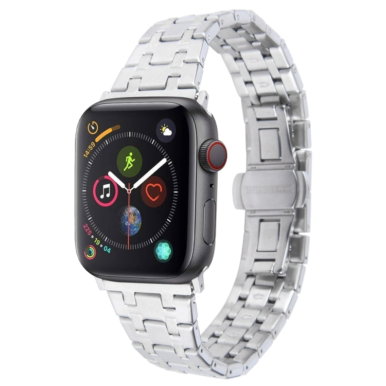 For Apple Watch Series 4 44mm Double T Stainless Steel Watch Band(Silver)