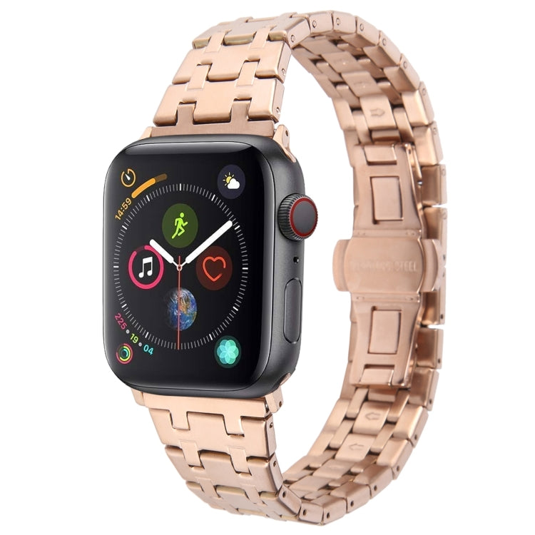 For Apple Watch Series 4 40mm Double T Stainless Steel Watch Band(Rose Gold)