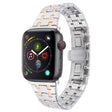 For Apple Watch Series 4 40mm Double T Stainless Steel Watch Band(Silver Rose Gold) - Watch Bands by PMC TechLife | Online Shopping South Africa | PMC TechLife