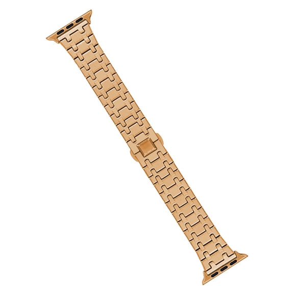 For Apple Watch Series 2 38mm Double T Stainless Steel Watch Band(Rose Gold)