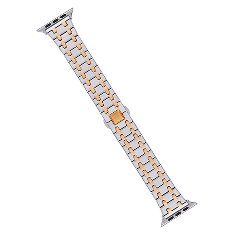 For Apple Watch Series 2 38mm Double T Stainless Steel Watch Band(Silver Rose Gold)