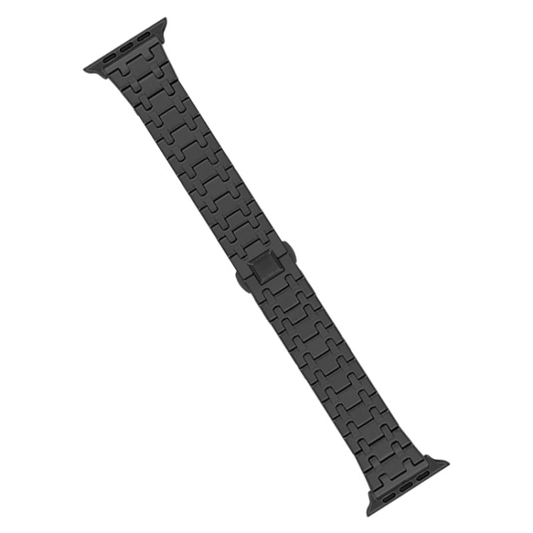 For Apple Watch 42mm Double T Stainless Steel Watch Band(Black)