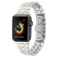 For Apple Watch 42mm Double T Stainless Steel Watch Band(Silver Gold) - Watch Bands by PMC TechLife | Online Shopping South Africa | PMC TechLife