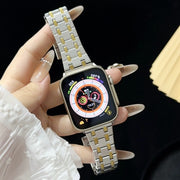 For Apple Watch 42mm Double T Stainless Steel Watch Band(Silver Gold)