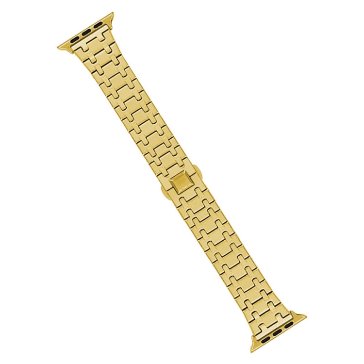 For Apple Watch 38mm Double T Stainless Steel Watch Band(Gold)