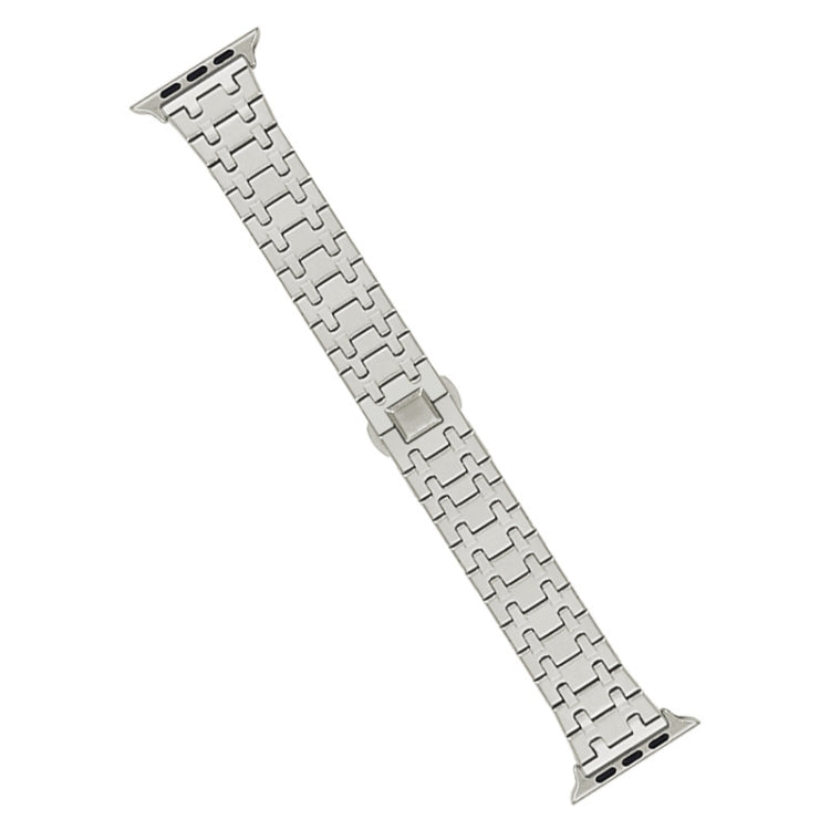 For Apple Watch 38mm Double T Stainless Steel Watch Band(Starlight)