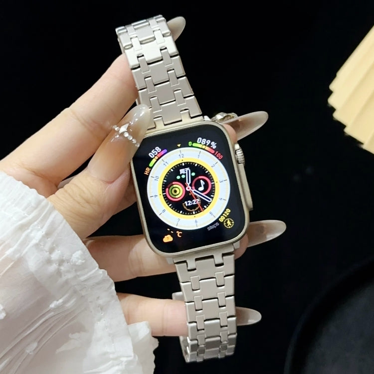 For Apple Watch 38mm Double T Stainless Steel Watch Band(Starlight)