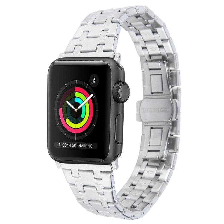 For Apple Watch 38mm Double T Stainless Steel Watch Band(Silver)