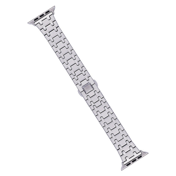 For Apple Watch 38mm Double T Stainless Steel Watch Band(Silver)