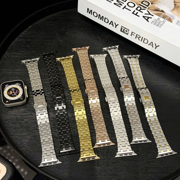 For Apple Watch Series 4 44mm Double T Stainless Steel Watch Band(Starlight)