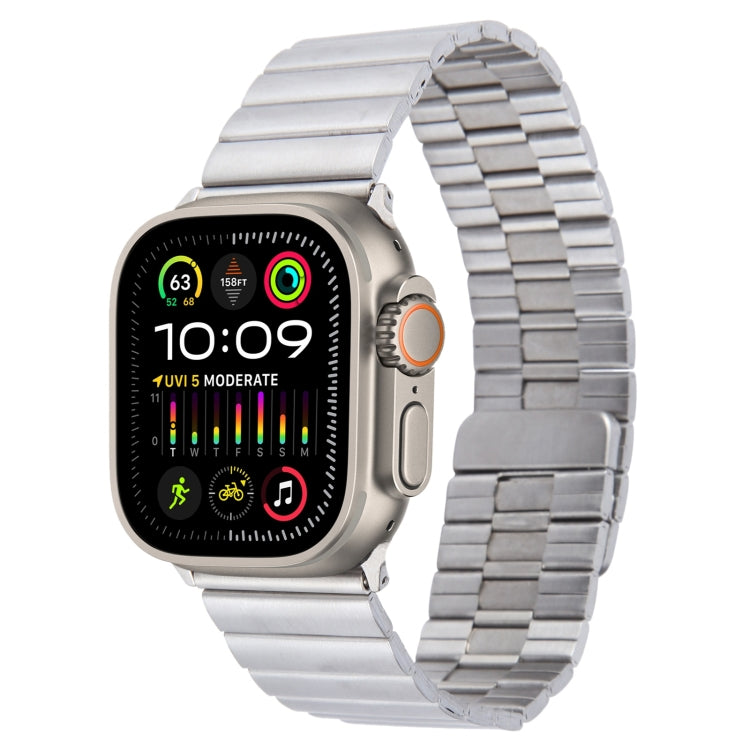 For Apple Watch Ultra 2 49mm Bamboo Stainless Steel Magnetic Watch Band(Sliver)
