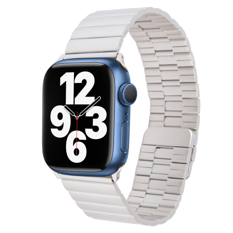 For Apple Watch Series 7 41mm Bamboo Stainless Steel Magnetic Watch Band(Starlight)