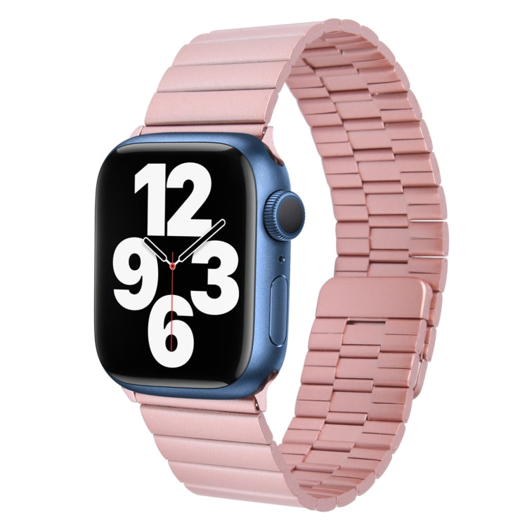 For Apple Watch SE 40mm Bamboo Stainless Steel Magnetic Watch Band(Pink)