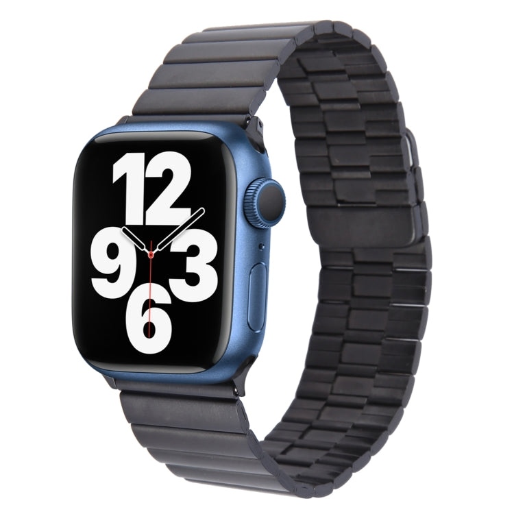 For Apple Watch SE 44mm Bamboo Stainless Steel Magnetic Watch Band(Black)