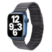 For Apple Watch SE 44mm Bamboo Stainless Steel Magnetic Watch Band(Black)
