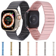For Apple Watch Series 9 45mm Bamboo Stainless Steel Magnetic Watch Band(Gold)