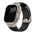 For Apple Watch Ultra 49mm Vertical Texture Titanium Buckle Elastic Silicone Watch Band(Black) - Watch Bands by PMC TechLife | Online Shopping South Africa | PMC TechLife | Buy Now Pay Later Mobicred