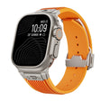 For Apple Watch Ultra 49mm Vertical Texture Titanium Buckle Elastic Silicone Watch Band(Orange) - Watch Bands by PMC TechLife | Online Shopping South Africa | PMC TechLife | Buy Now Pay Later Mobicred