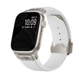 For Apple Watch SE 44mm Vertical Texture Titanium Buckle Elastic Silicone Watch Band(White) - free shipping - PMC TechLife - Order now!
