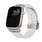 For Apple Watch Series 6 44mm Vertical Texture Titanium Buckle Elastic Silicone Watch Band(White)